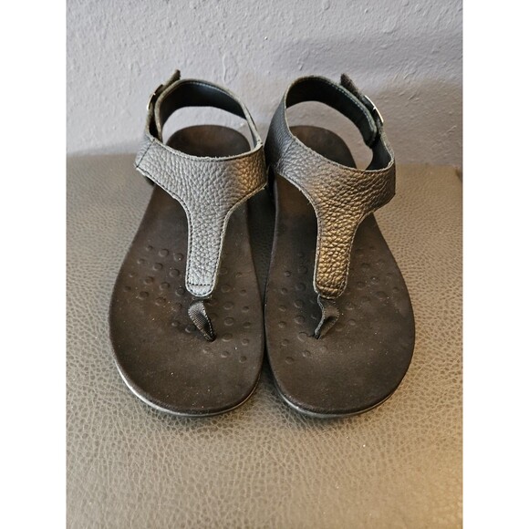 Vionic Leather T-Strap Sandals‎ Terra Black Leather Size 8.5 (S30) - Picture 2 of 6